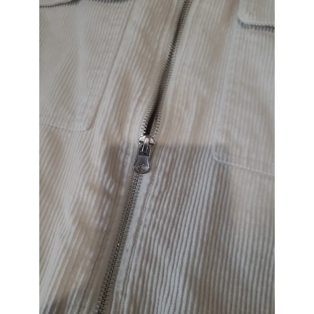 H&M Men SZ XXL Corduroy zip‎ front Shirt Jacket Ivory flap pockets preppy casual